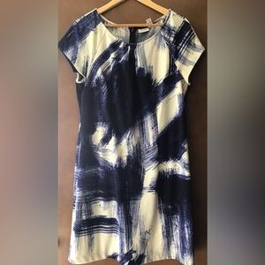 Chico’s Navy Blue and Cream Paint Brush Dress